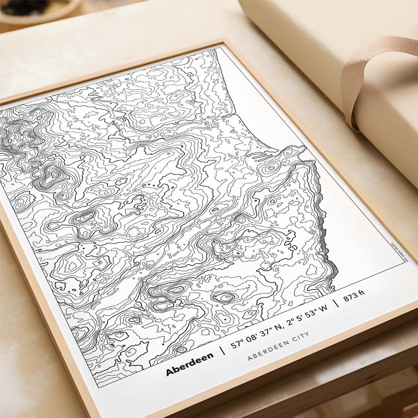 Aberdeen Linear Topography Map Print