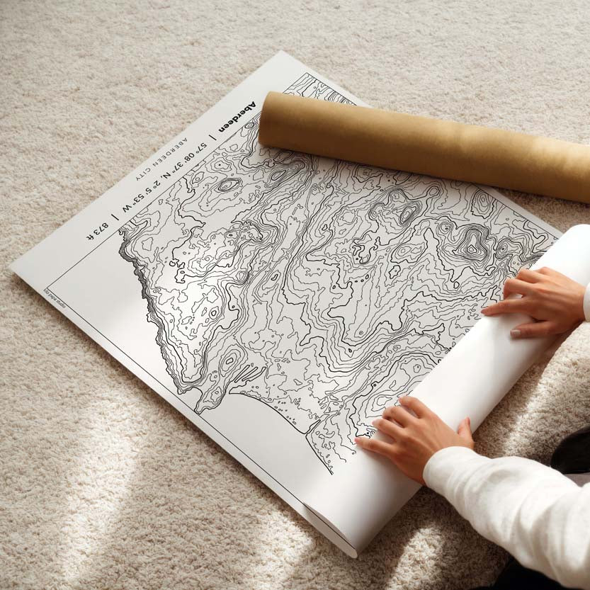 Aberdeen Linear Topography Map Print