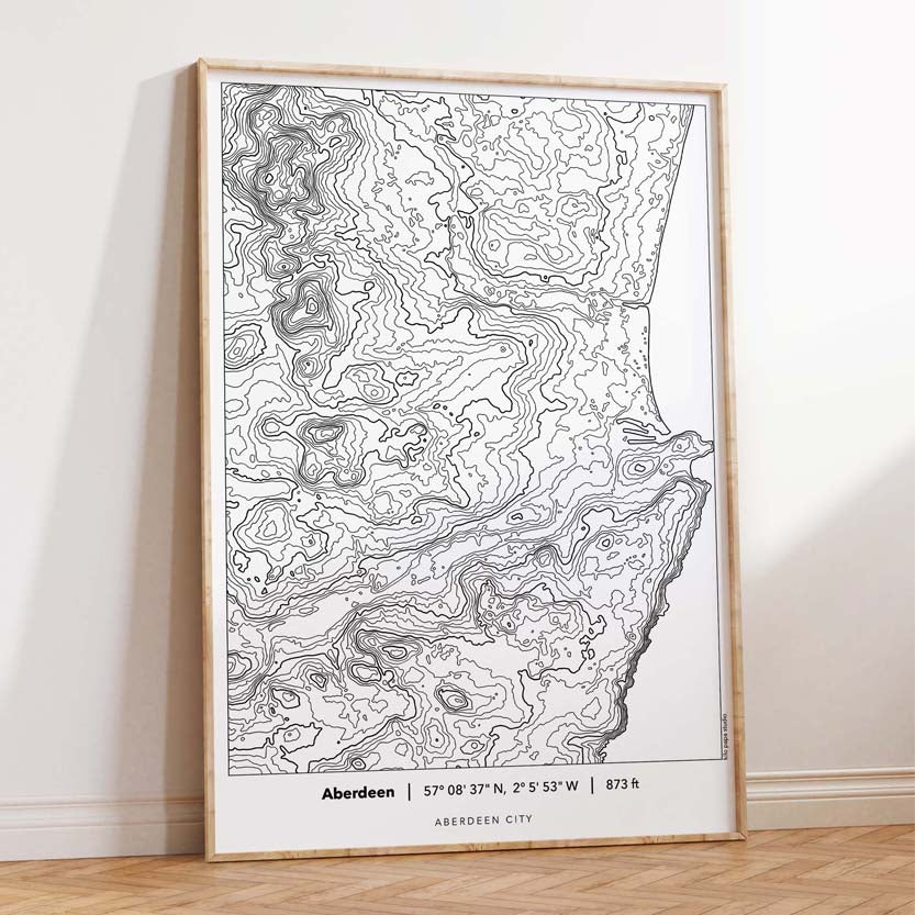 Aberdeen Linear Topography Map Print