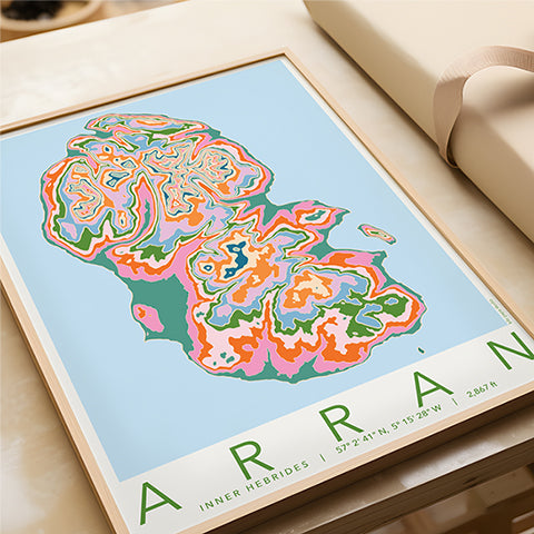 Arran Colourful Topography Map Print