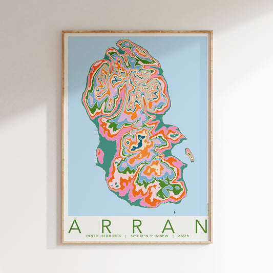 Arran Colourful Topography Map Print