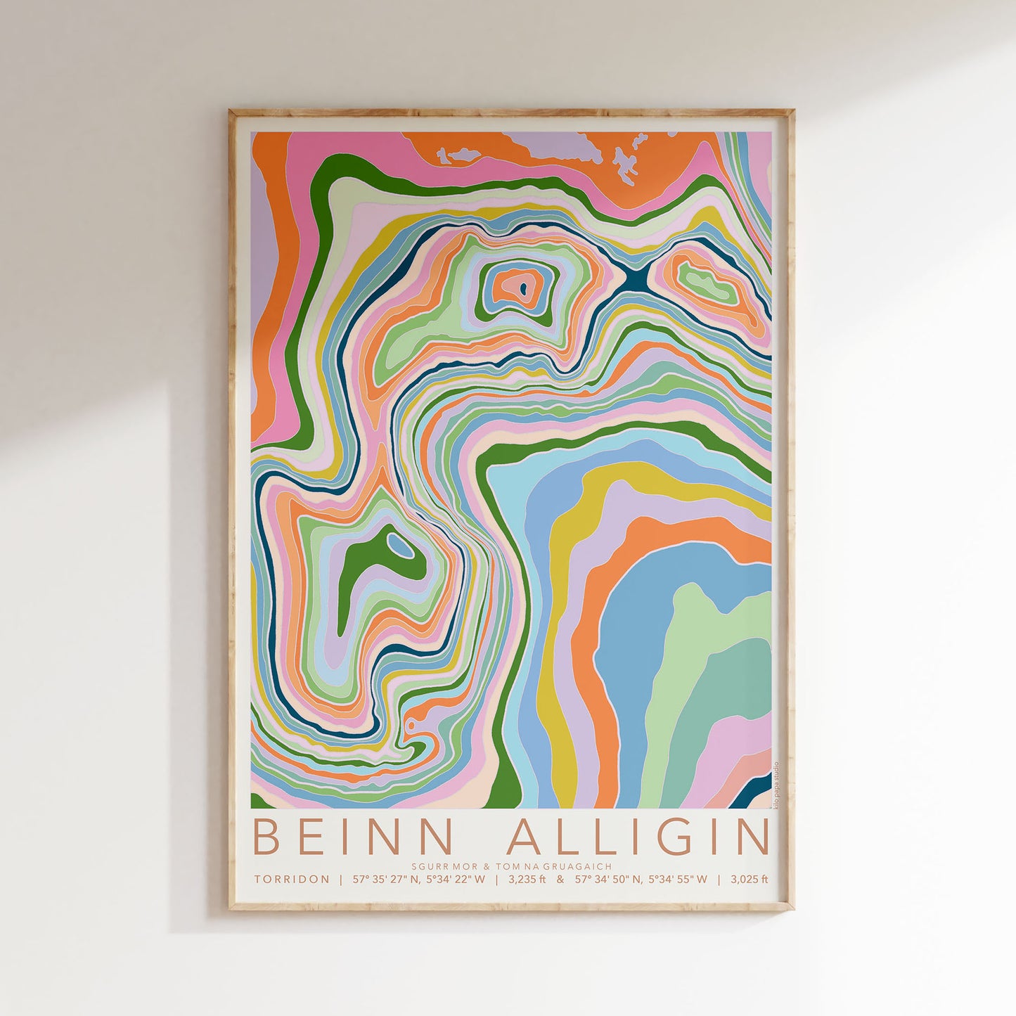 Beinn Alligin Colourful Topography Map Print