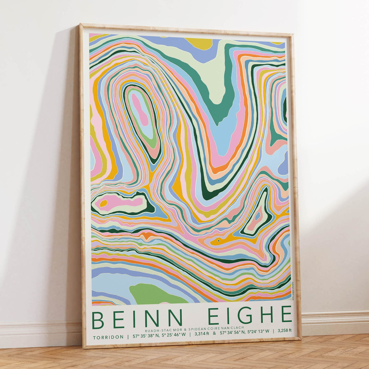 Beinn Eighe Colourful Topography Map Print