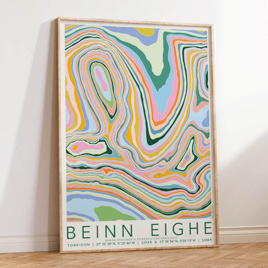 Beinn Eighe Colourful Topography Map Print