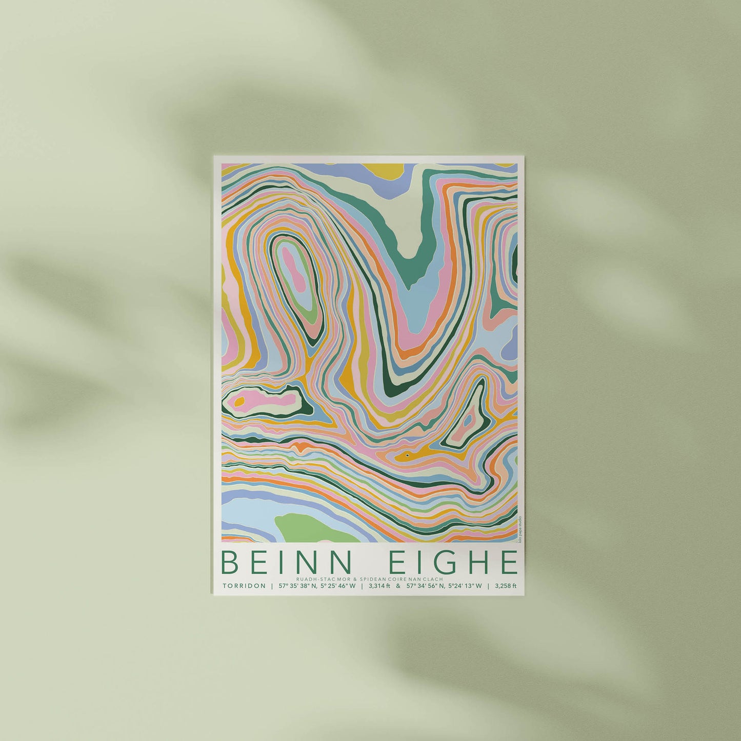 Beinn Eighe Colourful Topography Map Print
