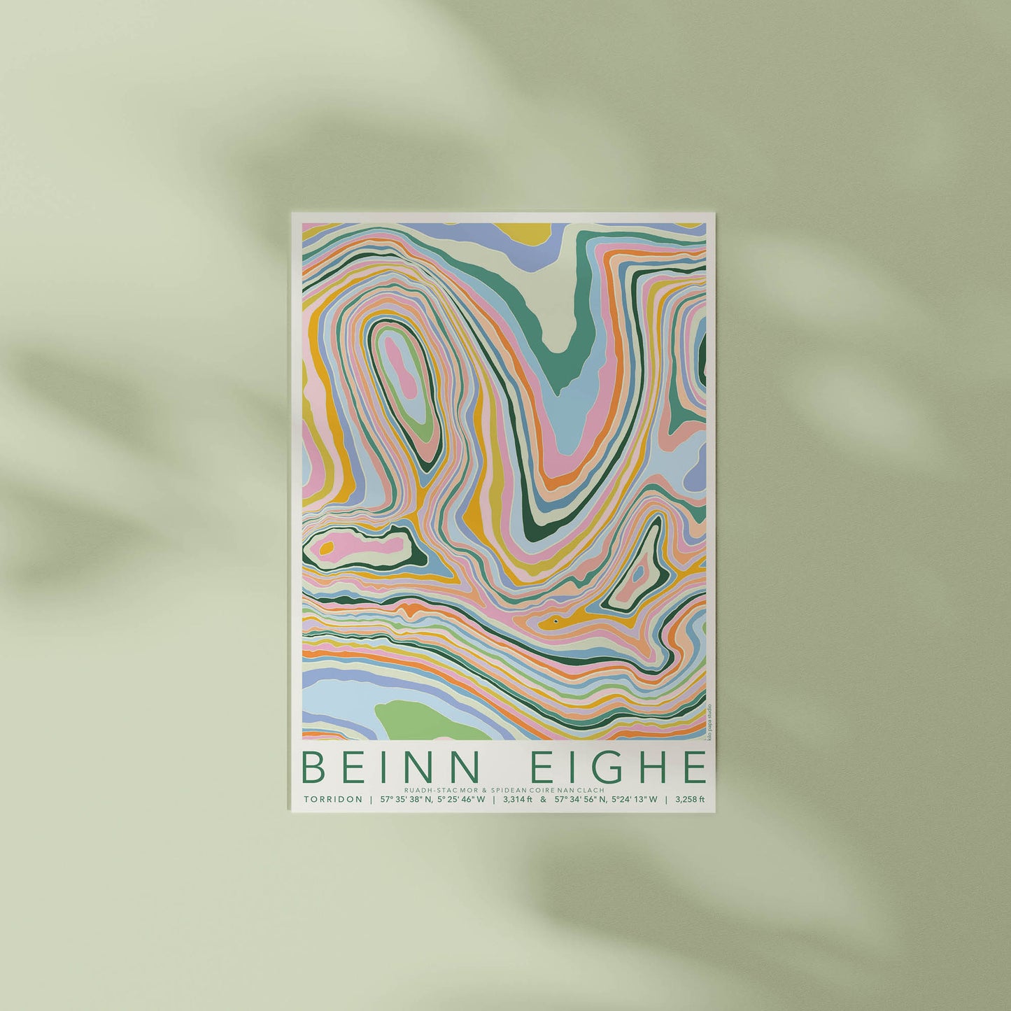 Beinn Eighe Colourful Topography Map Print