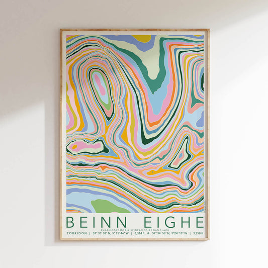 Beinn Eighe Colourful Topography Map Print