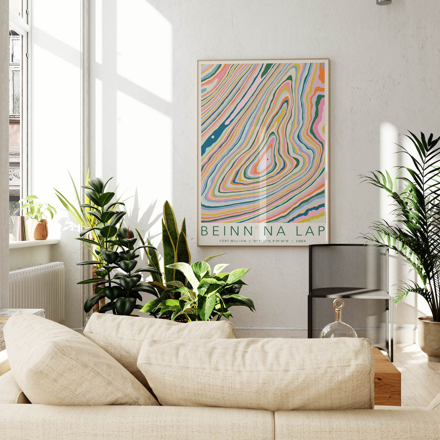 Beinn na Lap Colourful Topography Map Print