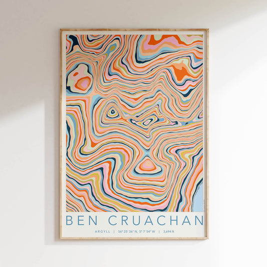 Ben Cruachan Colourful Topography Map Print