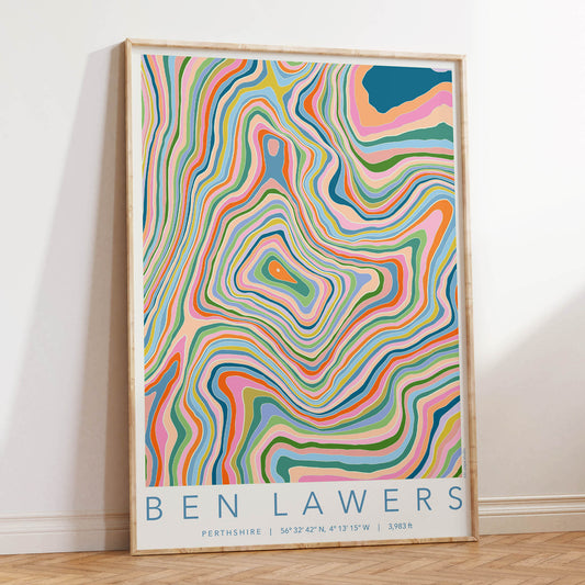 Ben Lawers Colourful Topography Map Print
