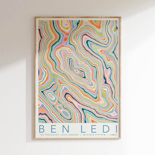 Ben Ledi Colourful Topography Map Print