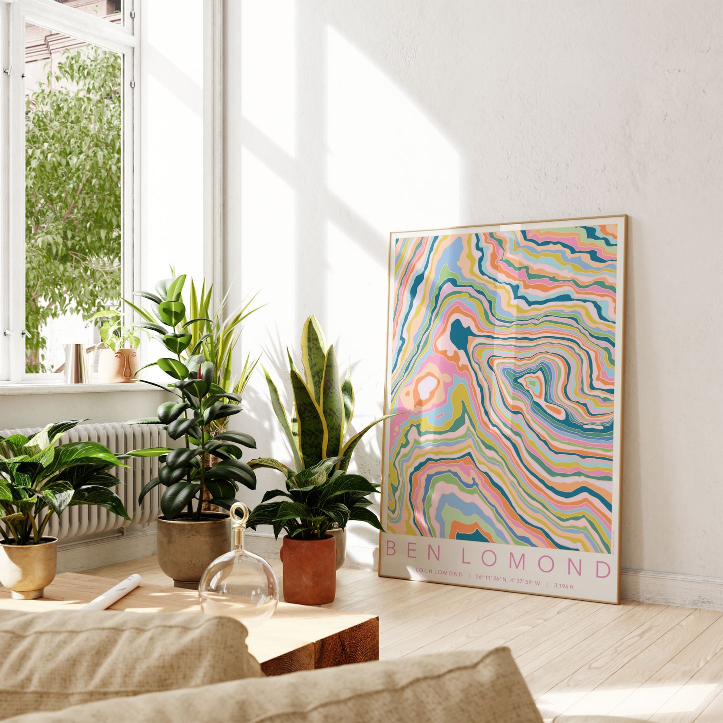 Ben Lomond Colourful Topography Map Print