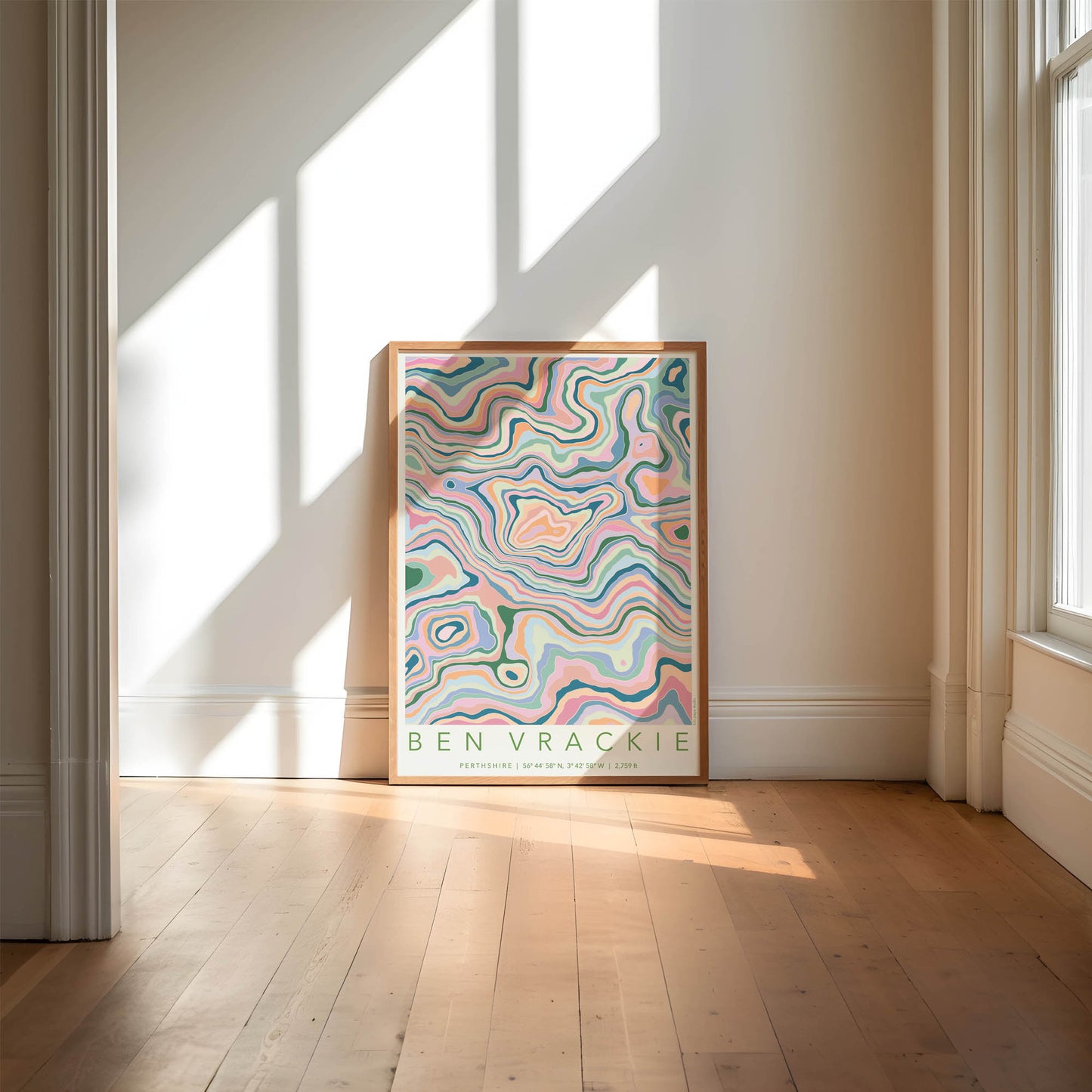 Ben Vrackie Colourful Topography Map Print