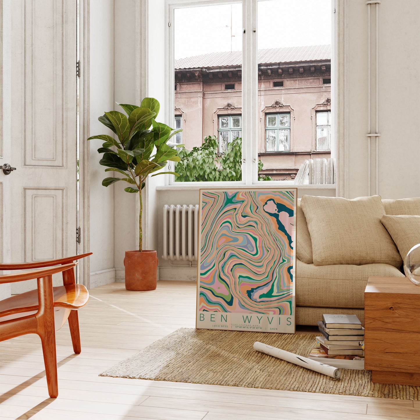 Ben Wyvis Colourful Topography Map Print