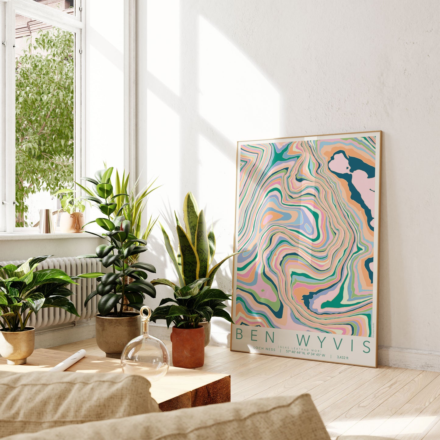 Ben Wyvis Colourful Topography Map Print