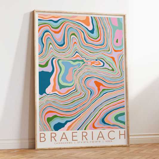 Braeriach Colourful Topography Map Print