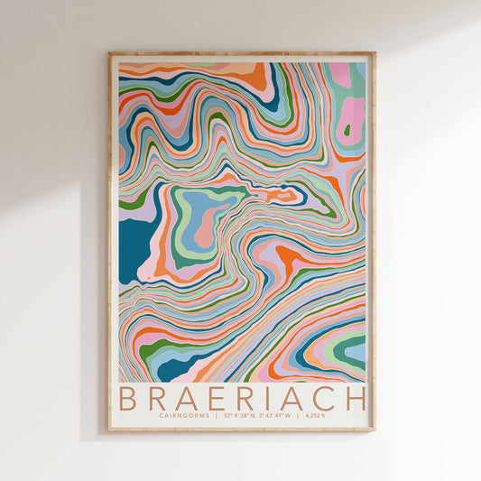 Braeriach Colourful Topography Map Print