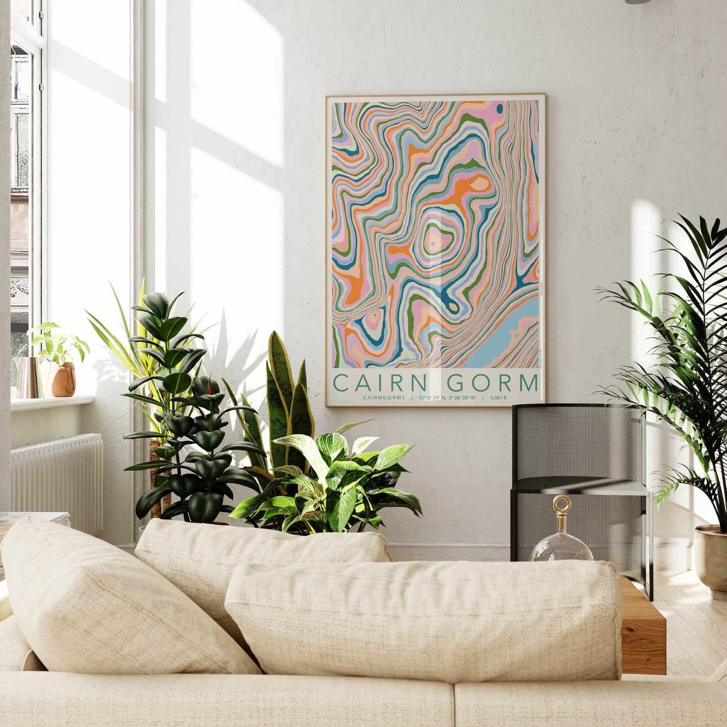 Cairn Gorm Colourful Topography Map Print