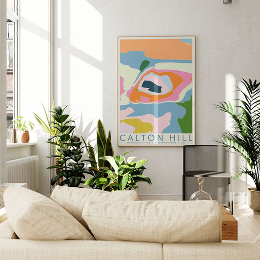Calton Hill Colourful Topography Map Print