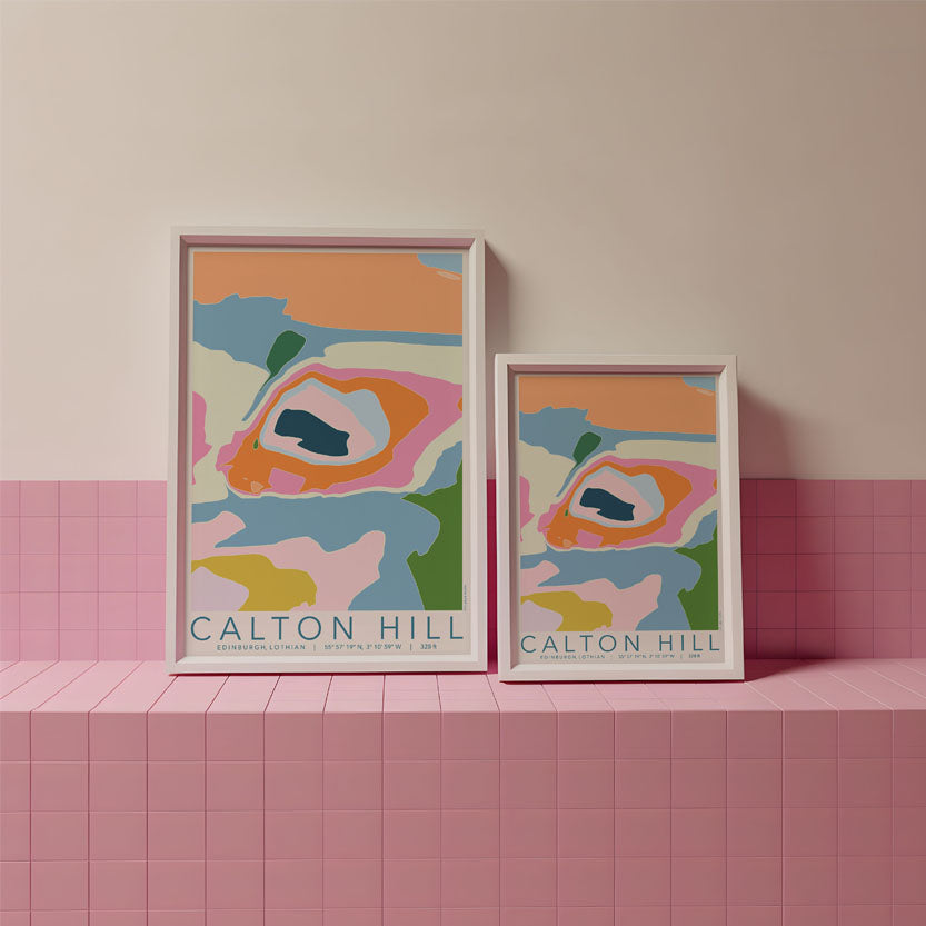 Calton Hill Colourful Topography Map Print