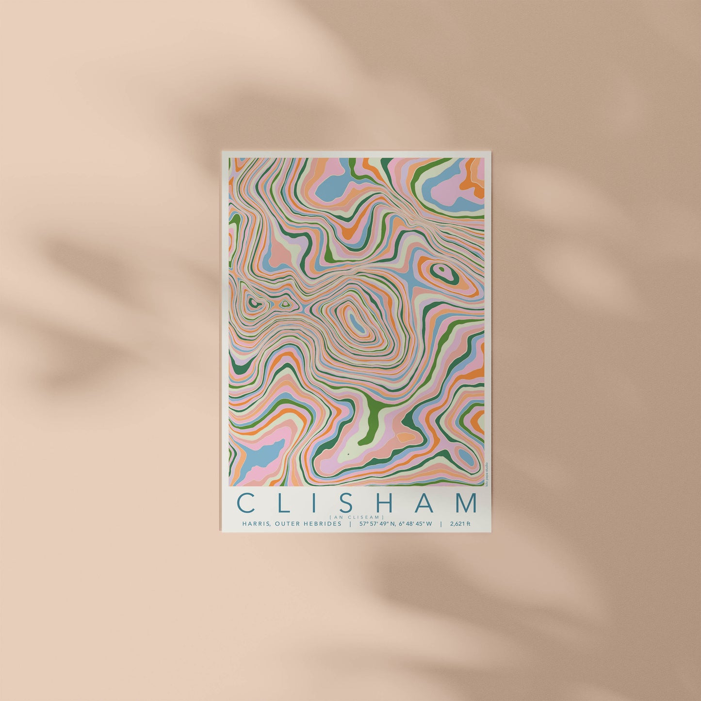 Clisham Colourful Topography Map Print