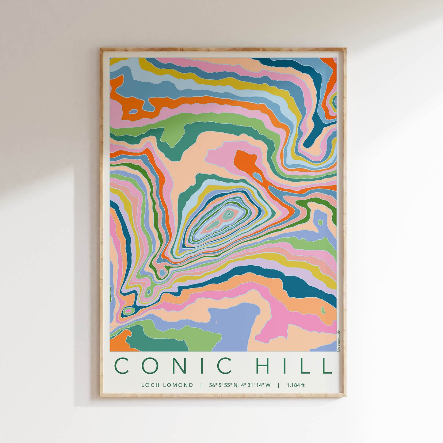 Conic Hill Colourful Topography Map Print