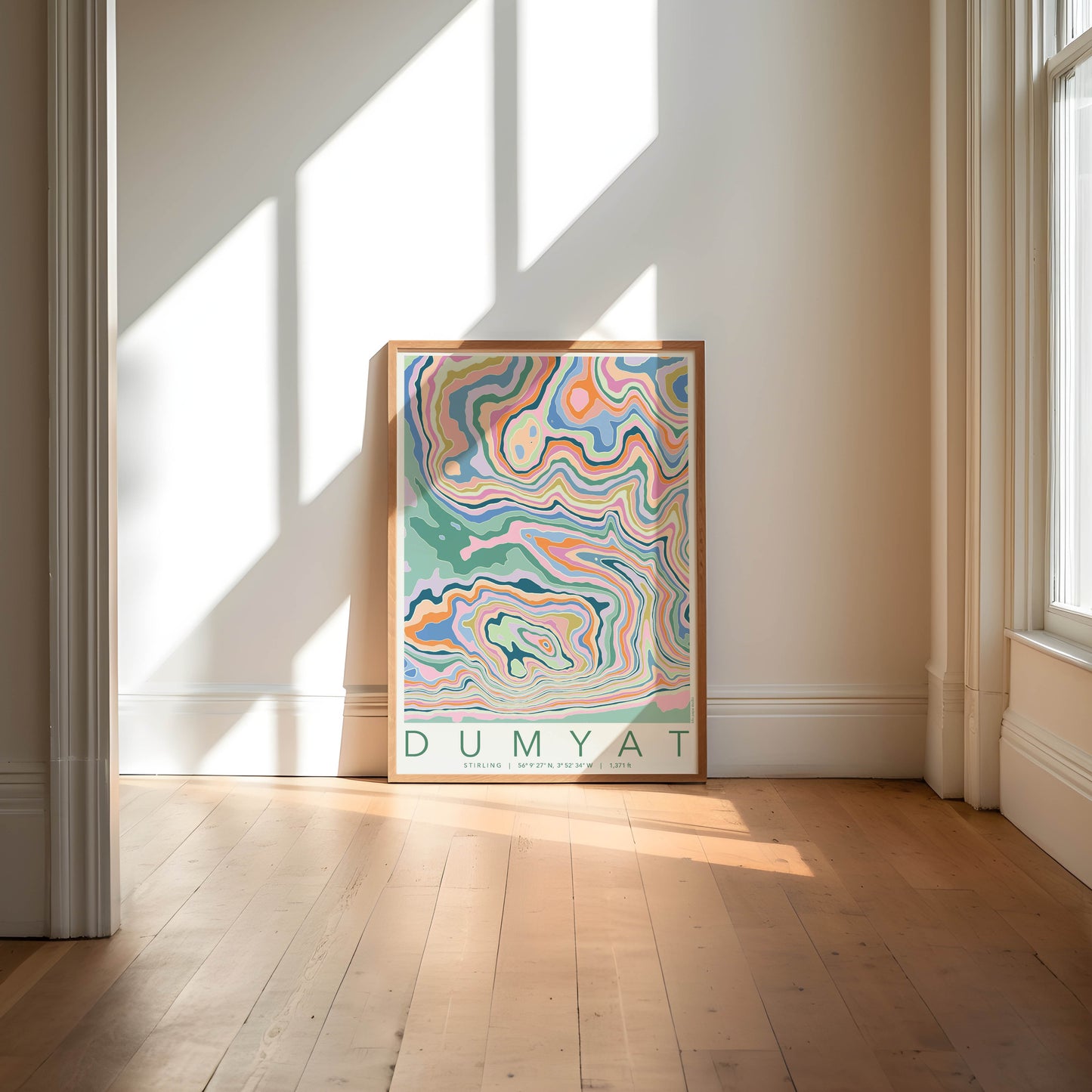 Dumyat Colourful Topography Map Print
