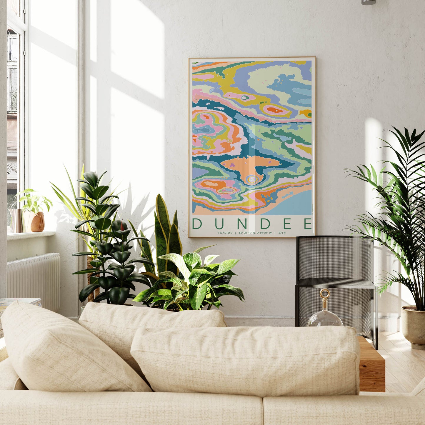 Dundee Colourful Topography Map Print