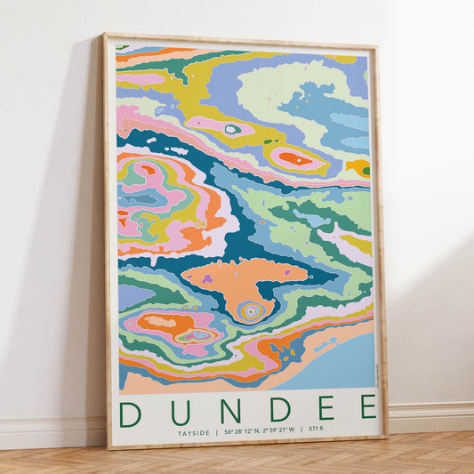 Dundee Colourful Topography Map Print