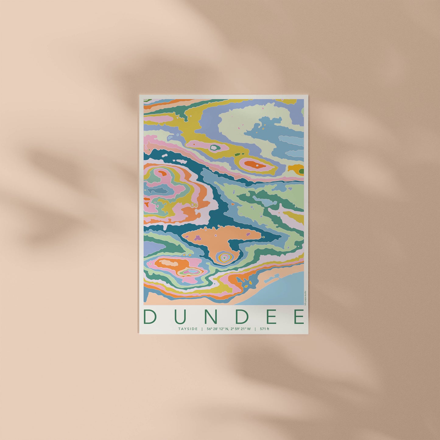 Dundee Colourful Topography Map Print