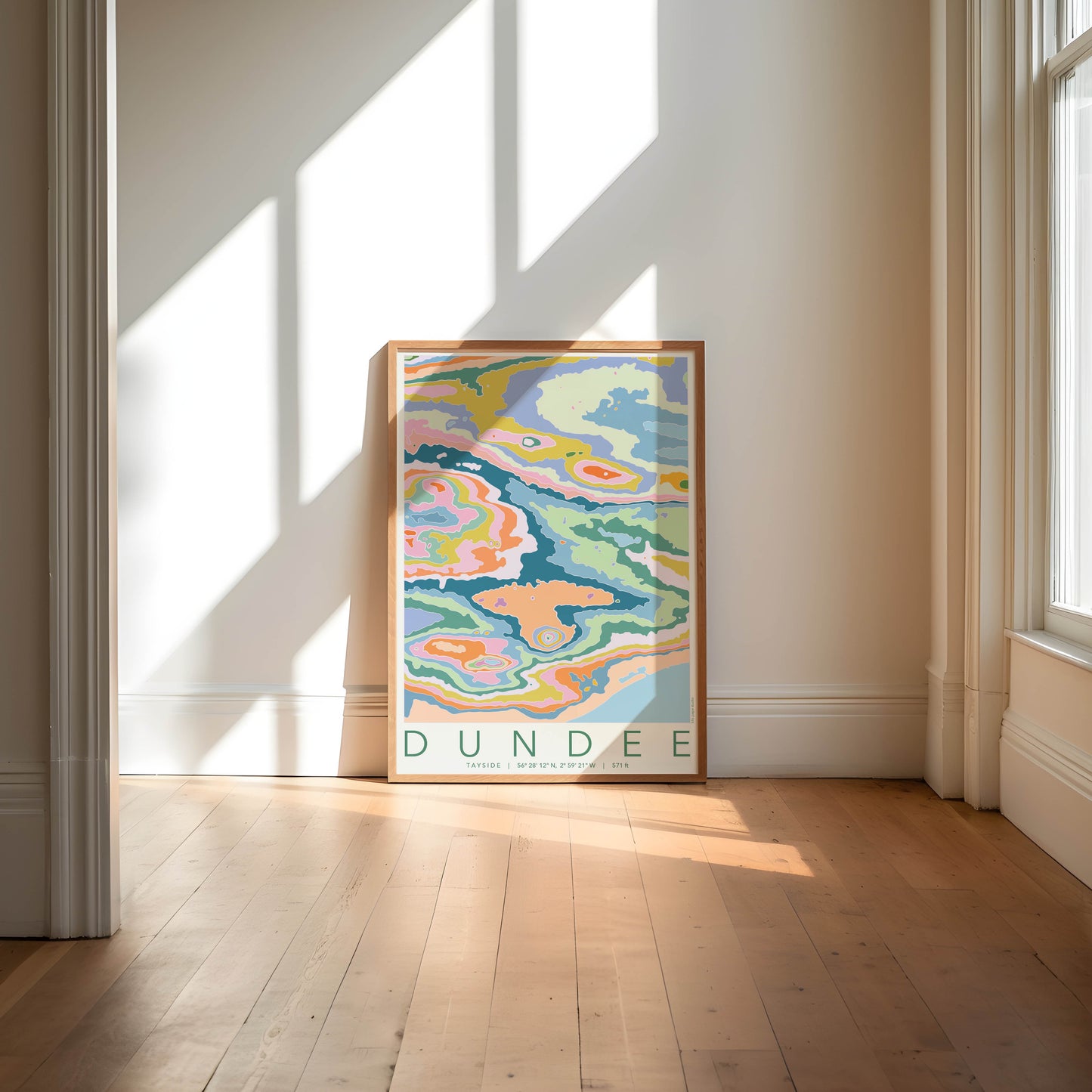 Dundee Colourful Topography Map Print