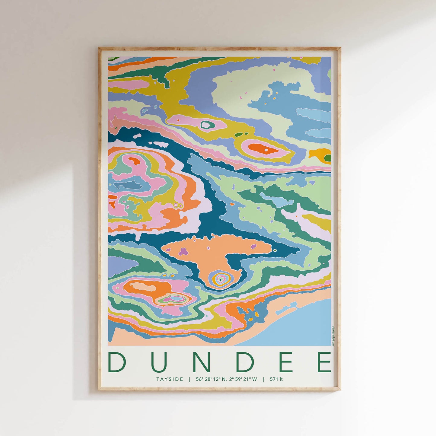 Dundee Colourful Topography Map Print