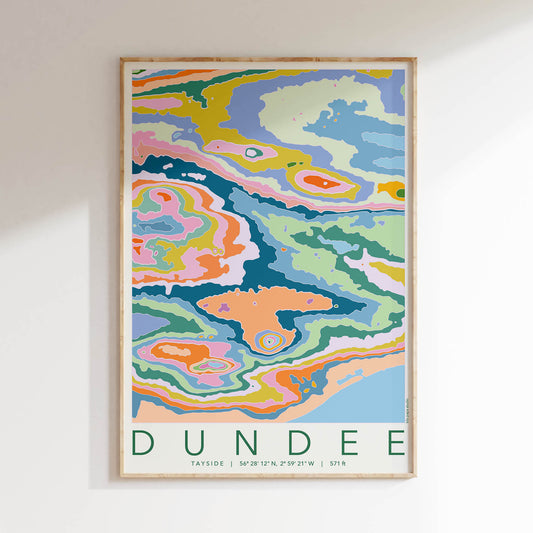 Dundee Colourful Topography Map Print