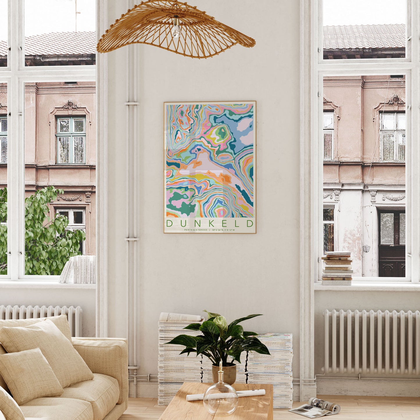 Dunkeld Colourful Topography Map Print