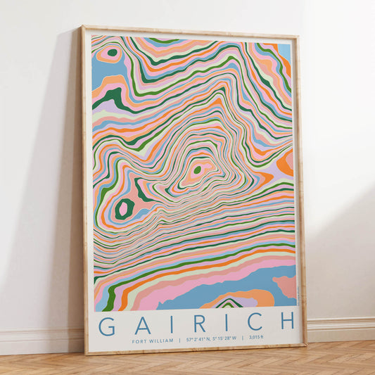 Gairich Colourful Topography Map Print