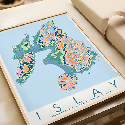 Islay Colourful Topography Map Print