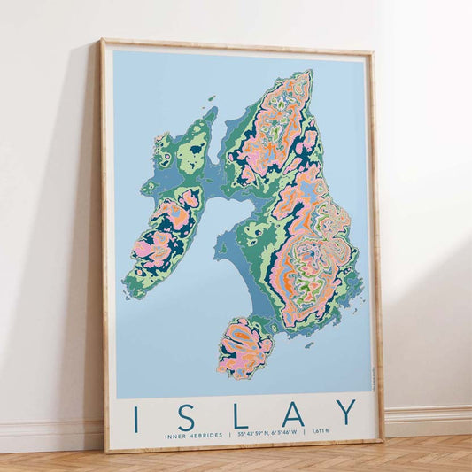 Islay Colourful Topography Map Print