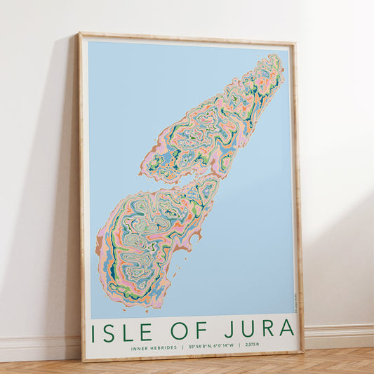 Isle of Jura Colourful Topography Map Print