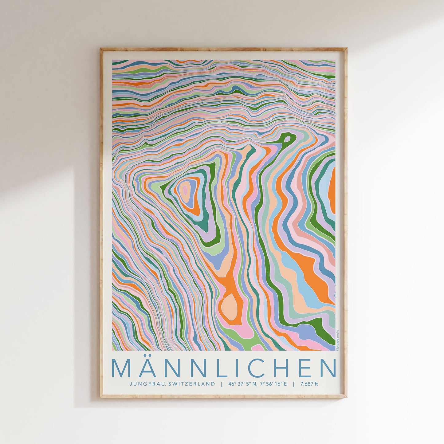 Männlichen Colourful Topography Map Print
