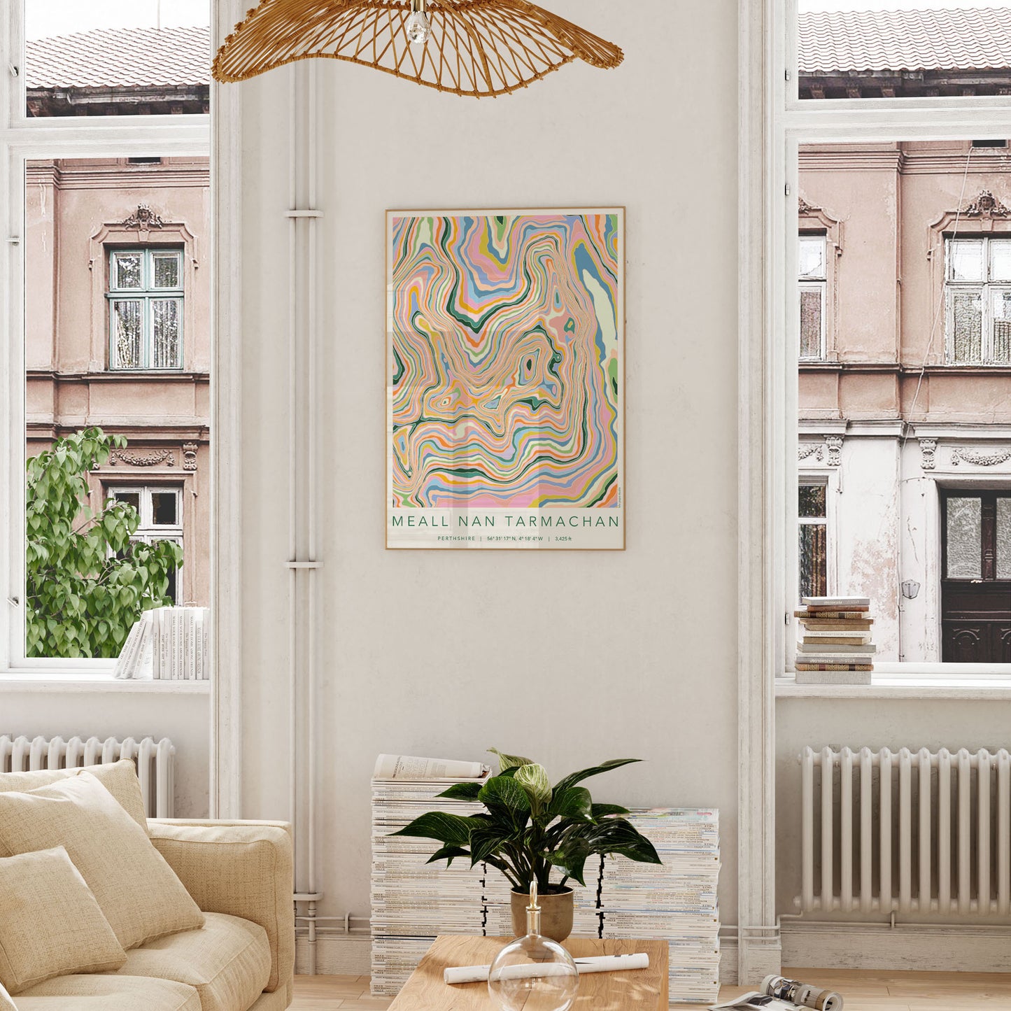 Meall Nan Tarmachan Colourful Topography Map Print