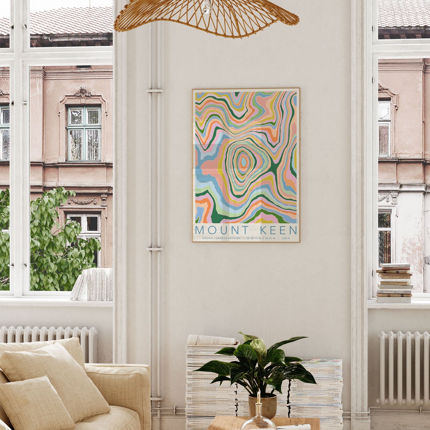 Mount Keen Colourful Topography Map Print