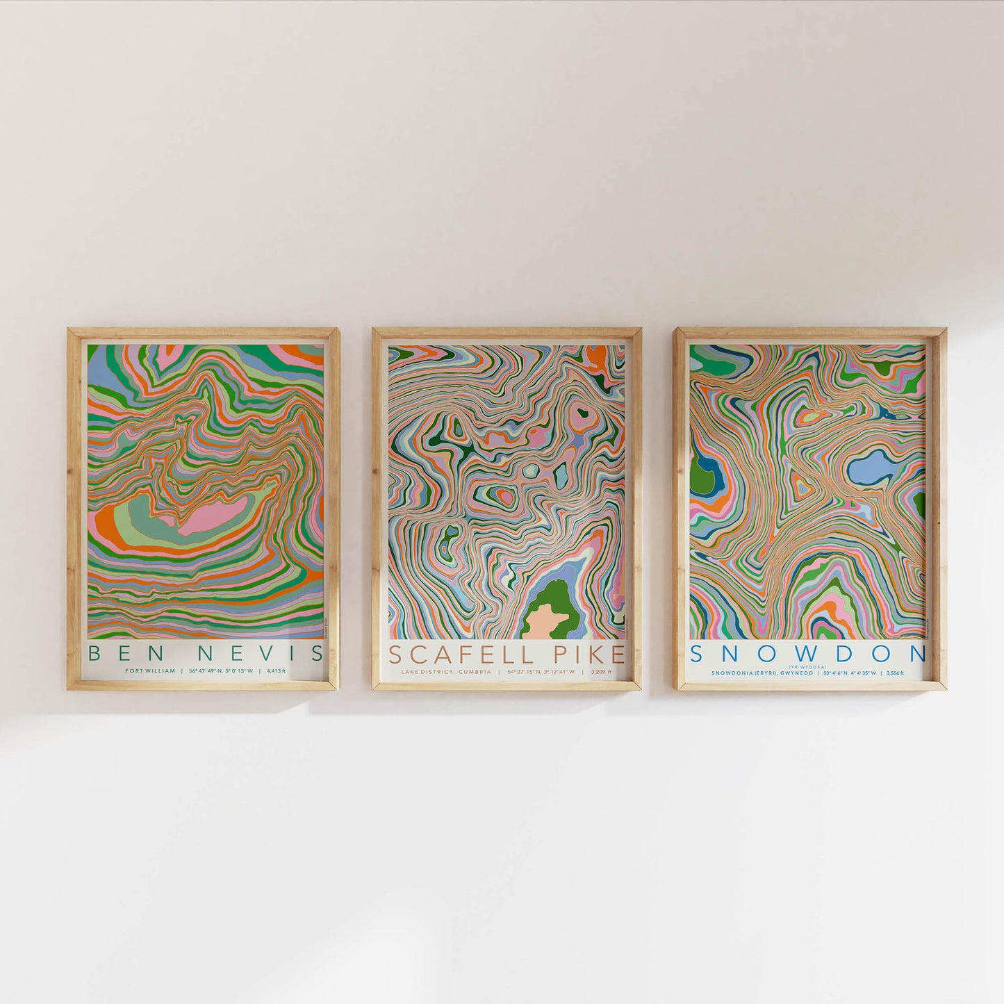 Scafell Pike Colourful Topography Map Print