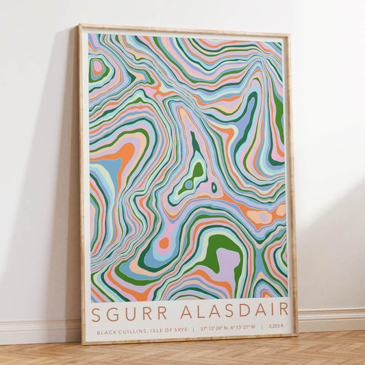 Sgùrr Alasdair Colourful Topography Map Print