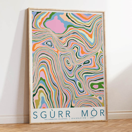Sgùrr Mòr Colourful Topography Map Print