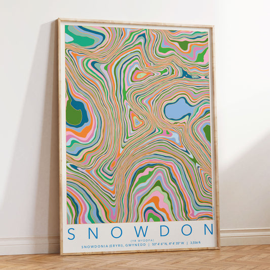 Yr Wyddfa (Snowdon) Colourful Topography Map Print