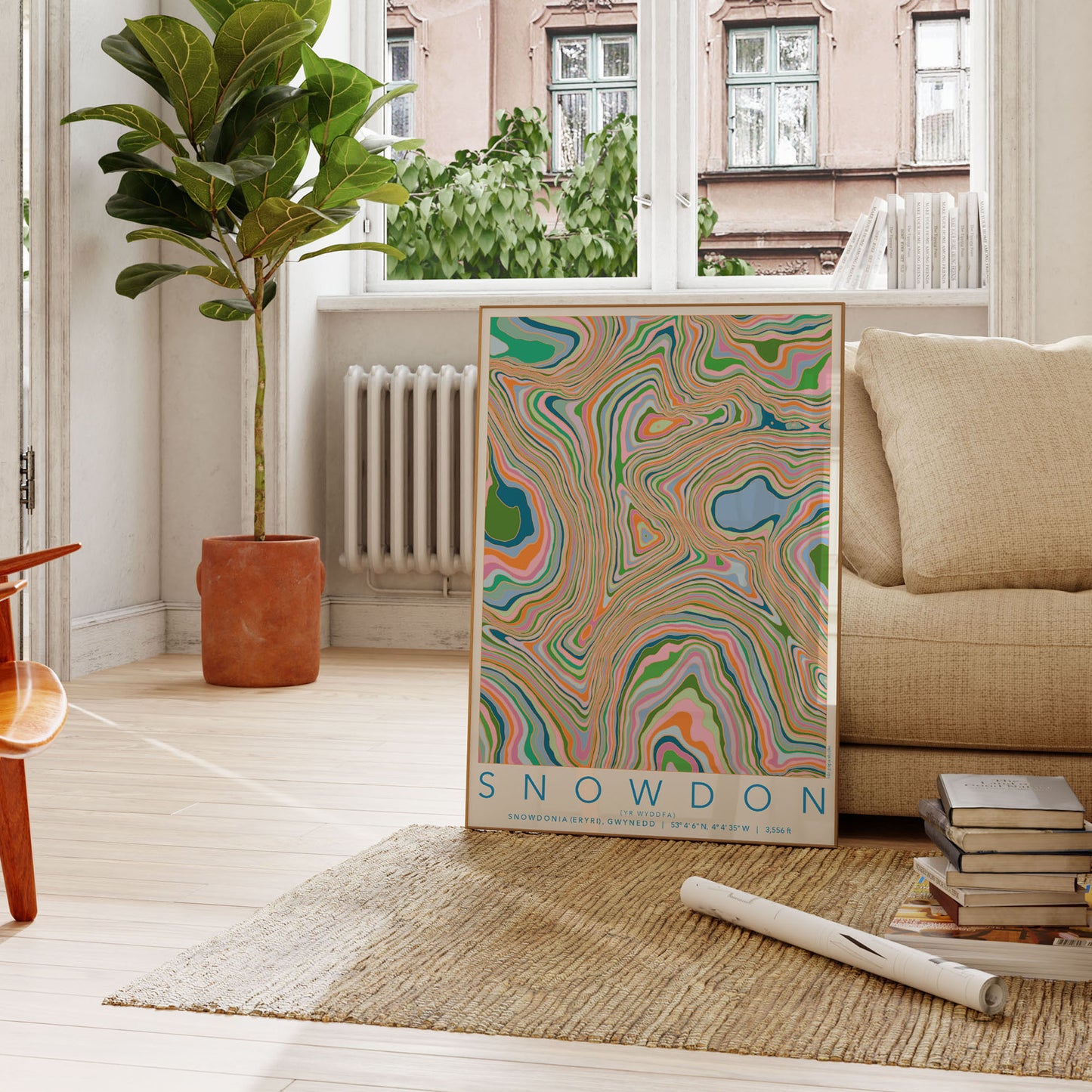 Yr Wyddfa (Snowdon) Colourful Topography Map Print
