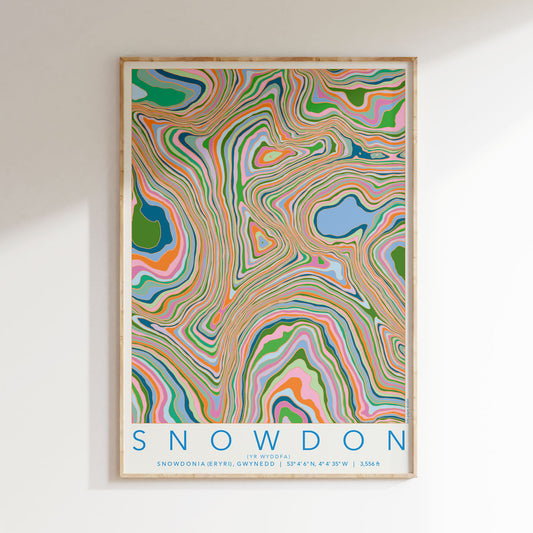 Yr Wyddfa (Snowdon) Colourful Topography Map Print