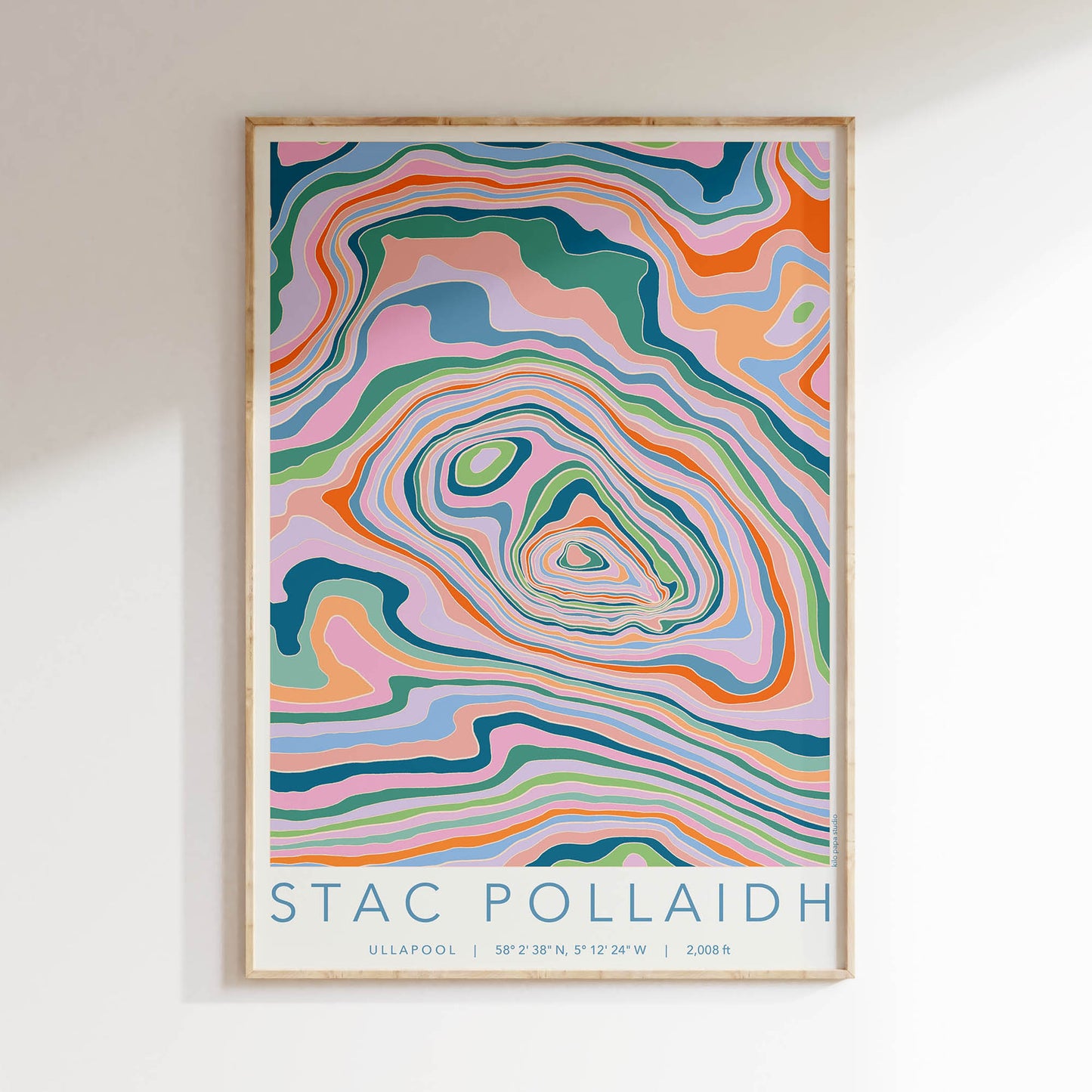 Stac Pollaidh Colourful Topography Map Print
