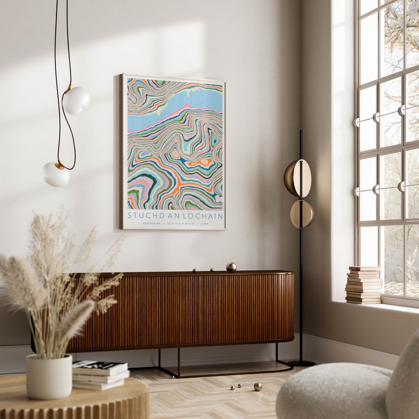 Stuchd An Lochain Colourful Topography Map Print