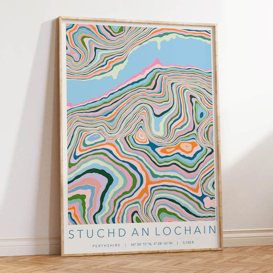 Stuchd An Lochain Colourful Topography Map Print